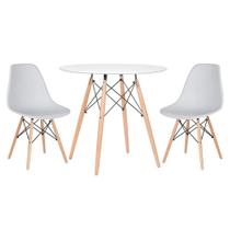 KIT - Mesa redonda Eames 80 cm branco + 2 cadeiras Eiffel DSW