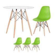 KIT - Mesa redonda Eames 80 cm branco + 3 cadeiras Eiffel DSW