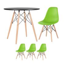 KIT - Mesa redonda Eames 80 cm preto + 3 cadeiras Eiffel DSW