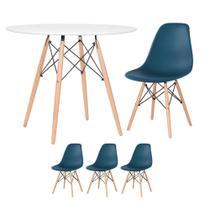 KIT - Mesa redonda Eames 90 cm branco + 3 cadeiras Eiffel DSW