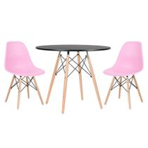 KIT - Mesa redonda Eames 90 cm preto + 2 cadeiras Eiffel DSW