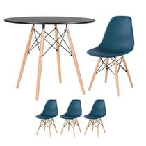 KIT - Mesa redonda Eames 90 cm preto + 3 cadeiras Eiffel DSW