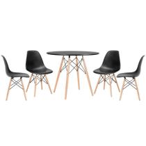 KIT - Mesa redonda Eames 90 cm preto + 4 cadeiras Eiffel DSW