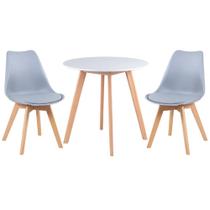 KIT - Mesa redonda Leda 70 cm + 2 cadeiras estofadas Leda