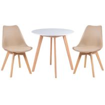 KIT - Mesa redonda Leda 70 cm + 2 cadeiras estofadas Leda