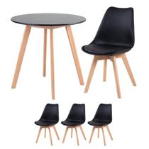 KIT - Mesa redonda Leda 70 cm + 3 cadeiras estofadas Leda