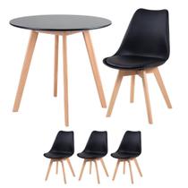 KIT - Mesa redonda Leda 80 cm + 3 cadeiras estofadas Leda