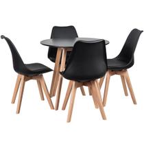 KIT - Mesa redonda Leda 80 cm + 4 cadeiras estofadas Leda - Loft7