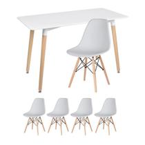 KIT - Mesa retangular Eames 60 x 120 cm branco + 4 cadeiras Eiffel DSW