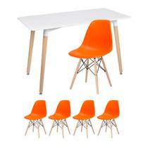 KIT - Mesa retangular Eames 60 x 120 cm branco + 4 cadeiras Eiffel DSW