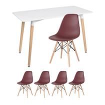 KIT - Mesa retangular Eames 60 x 120 cm branco + 4 cadeiras Eiffel DSW