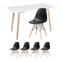 KIT - Mesa retangular Eames 60 x 120 cm branco + 4 cadeiras Eiffel DSW