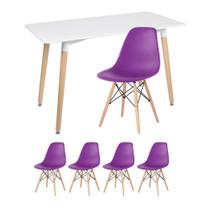 KIT - Mesa retangular Eames 60 x 120 cm branco + 4 cadeiras Eiffel DSW - Loft7