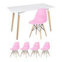 KIT - Mesa retangular Eames 60 x 120 cm branco + 4 cadeiras Eiffel DSW