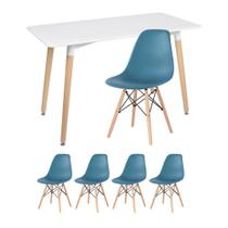 KIT - Mesa retangular Eames 60 x 120 cm branco + 4 cadeiras Eiffel DSW