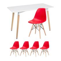 KIT - Mesa retangular Eames 60 x 120 cm branco + 4 cadeiras Eiffel DSW