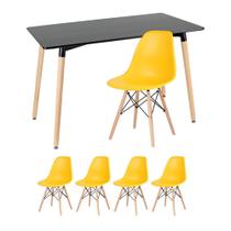 KIT - Mesa retangular Eames 60 x 120 cm preto + 4 cadeiras Eiffel DSW
