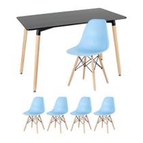 KIT - Mesa retangular Eames 60 x 120 cm preto + 4 cadeiras Eiffel DSW