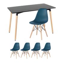 KIT - Mesa retangular Eames 60 x 120 cm preto + 4 cadeiras Eiffel DSW