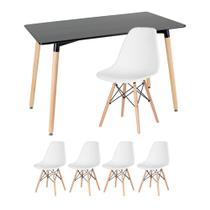 KIT - Mesa retangular Eames 60 x 120 cm preto + 4 cadeiras Eiffel DSW