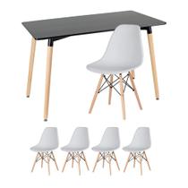 KIT - Mesa retangular Eames 60 x 120 cm preto + 4 cadeiras Eiffel DSW