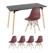 KIT - Mesa retangular Eames 60 x 120 cm preto + 4 cadeiras Eiffel DSW