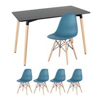 KIT - Mesa retangular Eames 60 x 120 cm preto + 4 cadeiras Eiffel DSW
