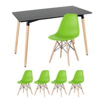 KIT - Mesa retangular Eames 60 x 120 cm preto + 4 cadeiras Eiffel DSW