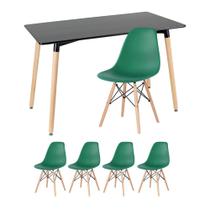 KIT - Mesa retangular Eames 60 x 120 cm preto + 4 cadeiras Eiffel DSW
