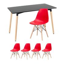 KIT - Mesa retangular Eames 60 x 120 cm preto + 4 cadeiras Eiffel DSW