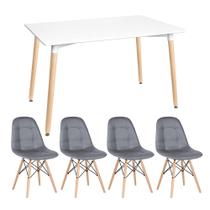 KIT - Mesa retangular Eames 80 x 120 cm + 4 cadeiras Botonê