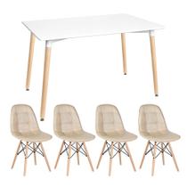 KIT - Mesa retangular Eames 80 x 120 cm + 4 cadeiras Botonê