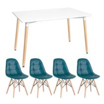 KIT - Mesa retangular Eames 80 x 120 cm + 4 cadeiras Botonê