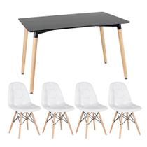 KIT - Mesa retangular Eames 80 x 120 cm + 4 cadeiras Botonê