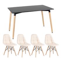 KIT - Mesa retangular Eames 80 x 120 cm + 4 cadeiras Botonê