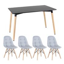 KIT - Mesa retangular Eames 80 x 120 cm + 4 cadeiras Botonê