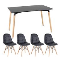 KIT - Mesa retangular Eames 80 x 120 cm + 4 cadeiras Botonê