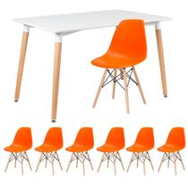 KIT - Mesa retangular Eames 80 x 120 cm + 6 cadeiras DSW