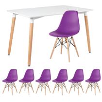 KIT - Mesa retangular Eames 80 x 120 cm + 6 cadeiras DSW