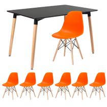 KIT - Mesa retangular Eames 80 x 120 cm + 6 cadeiras DSW