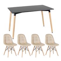 KIT - Mesa retangular Eames 80 x 140 cm + 4 cadeiras Botonê
