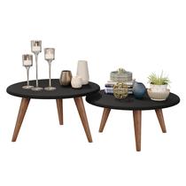 Kit Mesa Retro De Centro e Mesa de Apoio - Preto