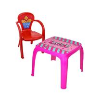 Kit Mesa Rosa e 1 Cadeira Infantil Guerreira Vermelha Usual
