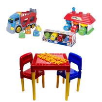 Kit Mesa Tritec + Brinquedo P/ Bebê Babys Cars Cargo Garagem Kit Mesa Tritec + Brinquedo P/ Bebê Babys Cars Cargo Garagem