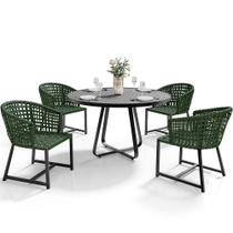 Kit Mesa Wine Com 4 Cadeira Área Externa Espaço Gourmet Corda Náutica Belize D04 Verde - Lyam Decor