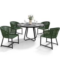 Kit Mesa Wine Com 4 Cadeira Área Externa Espaço Gourmet Corda Náutica Belize D04 Verde - Lyam Decor Kit Mesa Wine Com 4 Cadeira Área Externa Espaço Gourmet Corda Náutica Belize D04 Verde - Lyam Decor