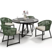 Kit Mesa Wine E 4 Cadeiras Área Externa Espaço Gourmet Corda Náutica Bethari D04 Verde - Lyam Decor Kit Mesa Wine E 4 Cadeiras Área Externa Espaço Gourmet Corda Náutica Bethari D04 Verde - Lyam Decor