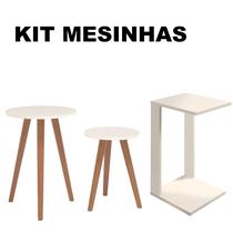 Kit Mesas de Apoio Lateral Retro Centro Muito Práticas