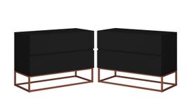 Kit Mesas de Cabeceira Preto/Cobre Estilo Industrial Com Pés De Ferro Kit Mesas de Cabeceira Preto/Cobre Estilo Industrial Com Pés De Ferro