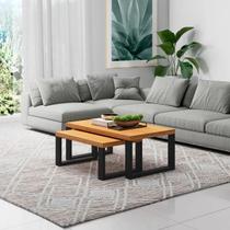 Kit Mesas de Centro Industrial MDF Freijó/Preto Fosco